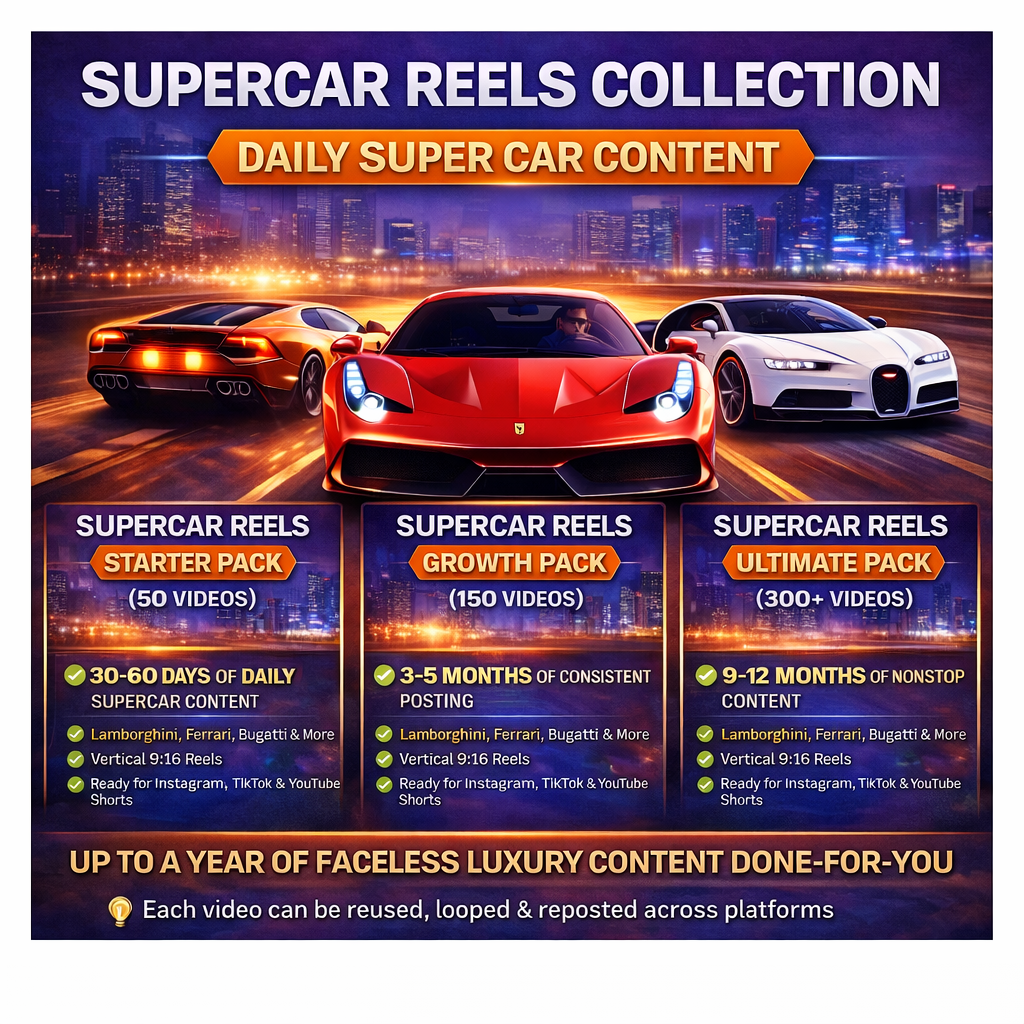 Supercar Reels & Shorts Pack (Copyright-Free)