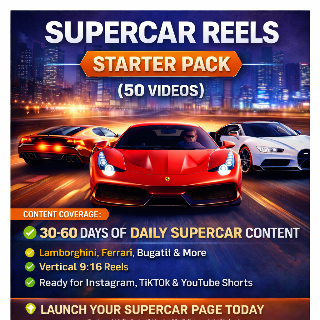 Supercar Reels Starter Pack (50 Videos)
