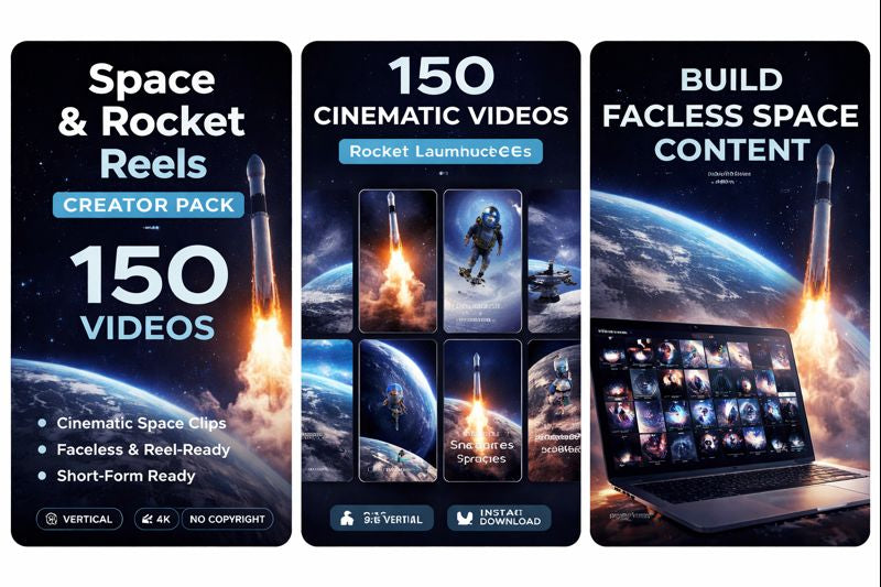 Space & Rocket Reels – Creator Pack (150 Videos)