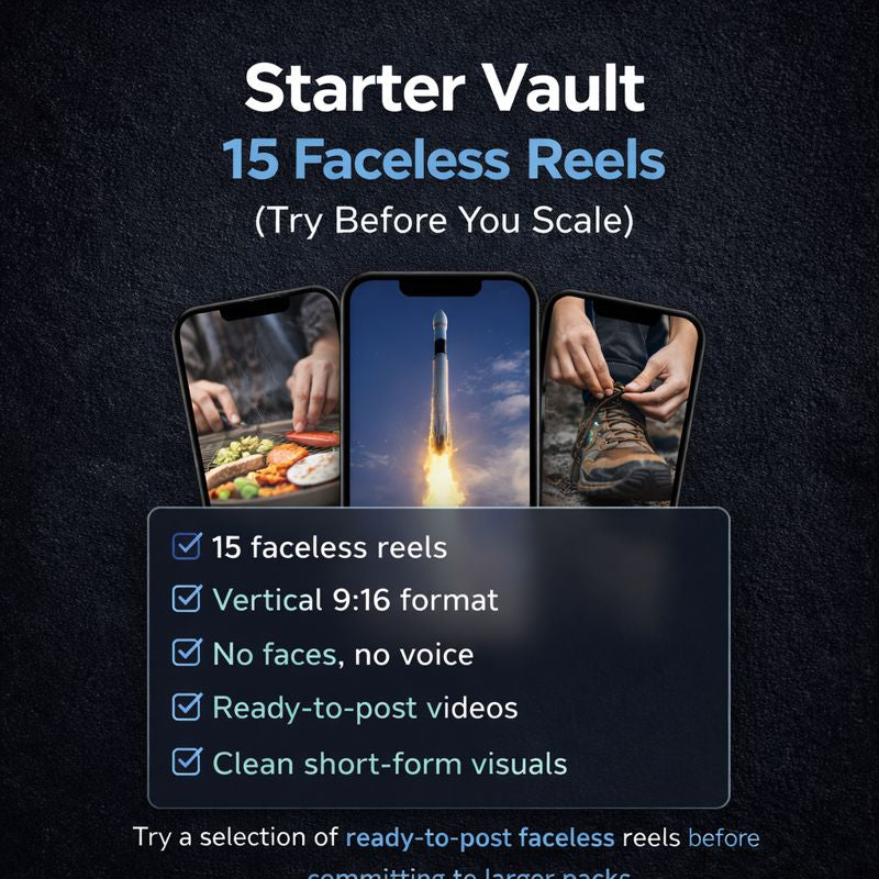 Space & Rocket Starter Vault – 15 Faceless Reels (Try Before You Scale)